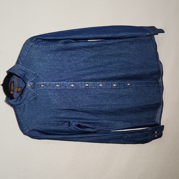 Harrington shirt Womens size M denim longsleeve Button - Picture 1 of 8